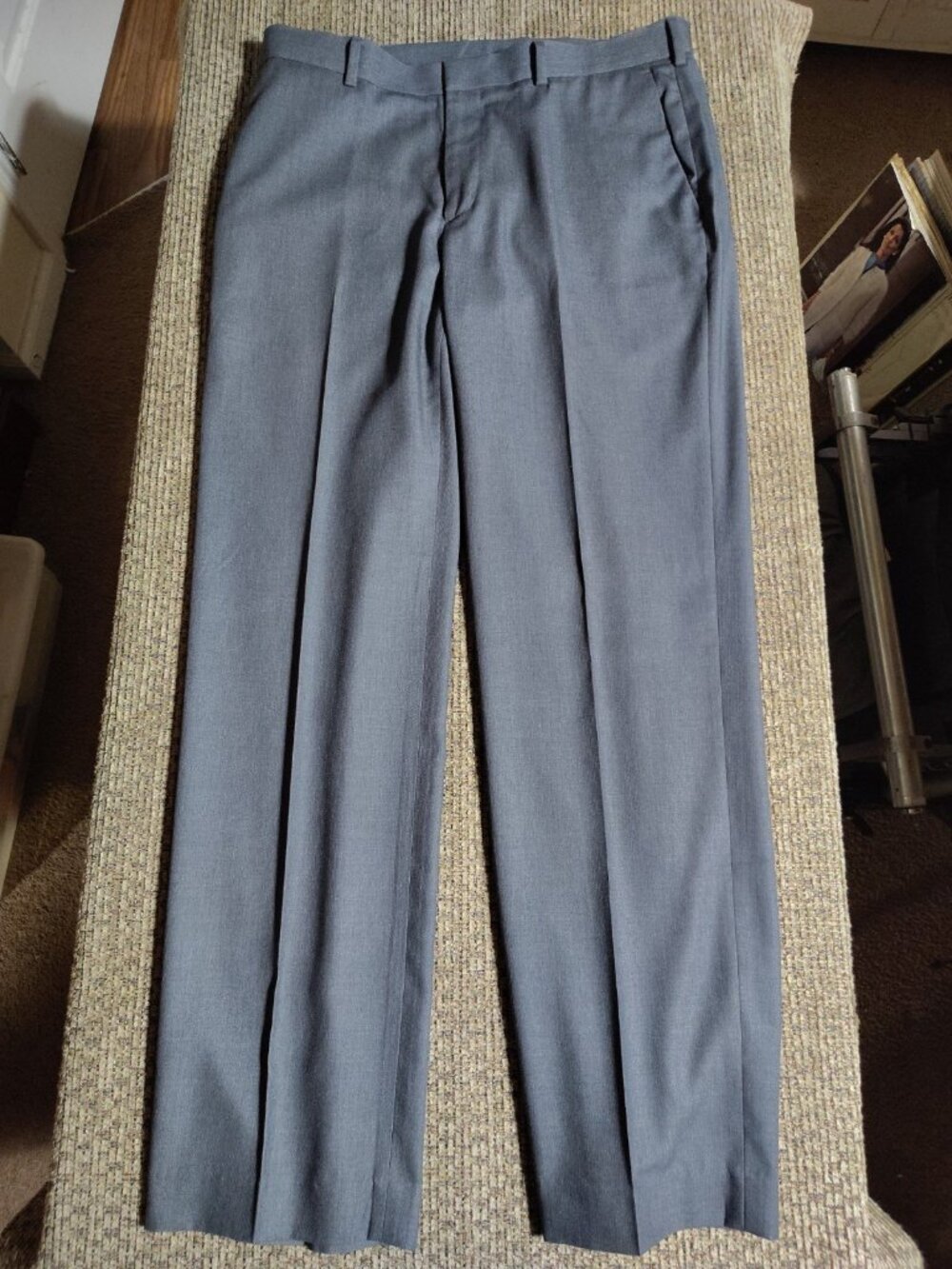 Perry Ellis Portfolio Dress Pants Mens 34X32 Gray Bottom Business Work FolioFlex